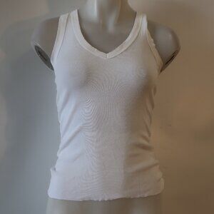 Womens Crown Jewel White V-Neck Ribbed Tank Top XS